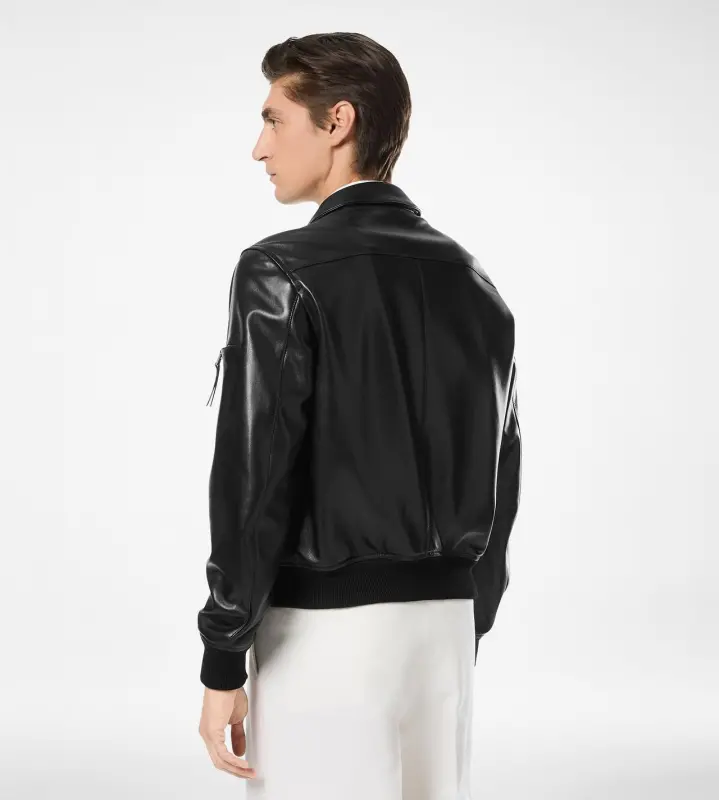 SOFT NAPPA PLONGE COLLAR BLOUSON BLACK online